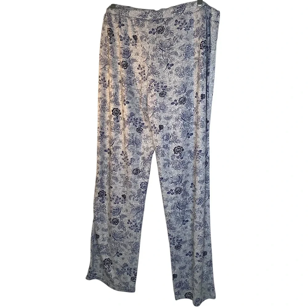 Lucky Brand Womens XXL Pajama Set Grey Blue Floral Short Sleeve Soft Lounge NEW‎